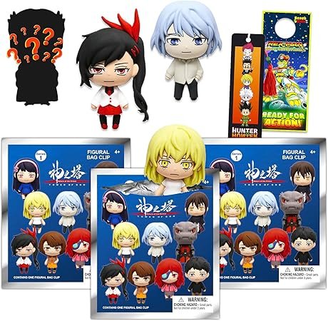 Series 1 Blind Bags Party Favors Set - Bundle with 3 Keychain Mystery Figures Plus Bookmark & Door Hanger - Bag Clips for Kids