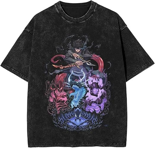 Solo Music Leveling Men Soft Cotton Short Sleeved T-Shirts Crew Neck Casual Comfort Cool Tee Shirts